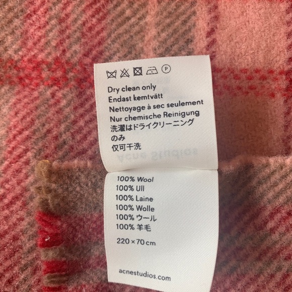 COPY - Acne studio Checked logo scarf pale pink - Picture 6 of 8